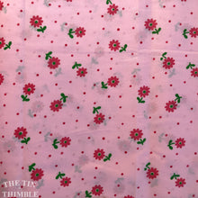 Load image into Gallery viewer, Vintage Cotton/Poly Blend Pink, Red and Green Floral Print - By the Yard