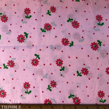 Load image into Gallery viewer, Vintage Cotton/Poly Blend Pink, Red and Green Floral Print - By the Yard