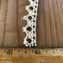 Load image into Gallery viewer, Crocheted Cotton Lace Trim - By the Half Yard - 1&quot; Wide - Vintage Off White

