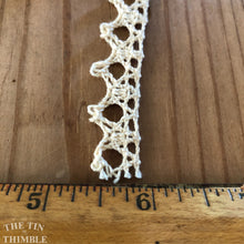 Load image into Gallery viewer, Crocheted Cotton Lace Trim - By the Half Yard - 1" Wide - Vintage Off White