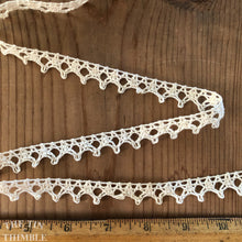 Load image into Gallery viewer, Crocheted Cotton Lace Trim - By the Half Yard - 1" Wide - Vintage Off White