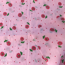 Load image into Gallery viewer, Vintage Cotton/Poly Blend Pink, Red and Green Floral Print - By the Yard