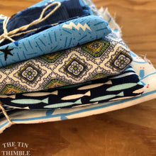 Load image into Gallery viewer, Fabric Scrap Bundle / Vintage and New Fabric Scraps / Blue and Green Fabric Destash Grab Bag / SB257