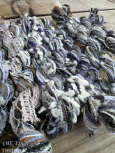 Load image into Gallery viewer, Fiber Frenzy Bundle / Mixed Bundle of Yarn in Grey / Great for Felting / Approximately 24 Yards / 8 Strands Each 3 Yards Long