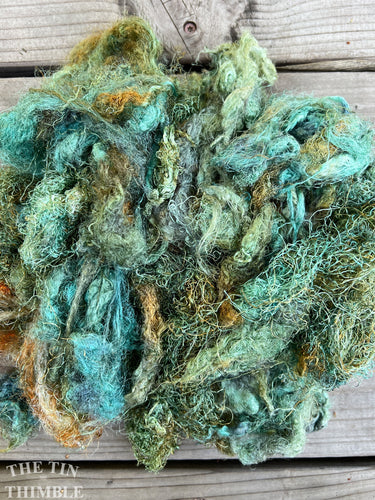 Hand Dyed Throwsters Waste Silk / 1/8 Ounce 100% Silk Threads in 'Abalone'