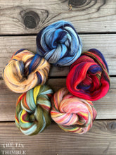 Load image into Gallery viewer, New Color! Multi-Colored Merino Wool Roving / 21.5 Micron - By the Ounce - Combed Merino Top for Felting, Weaving, Spinning - Six Colors!