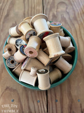Load image into Gallery viewer, 12 Vintage and Antique Wood Thread Spools - Lot of Assorted Sizes and Brands
