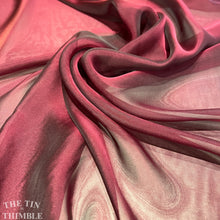 Load image into Gallery viewer, Iridescent Silk Chiffon Fabric by the Yard / Great for Nuno Felting / 54&quot; Wide / Cranberry &amp; Charcoal
