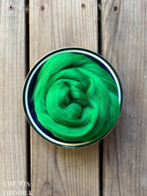 Load image into Gallery viewer, Clover Green Merino Wool Roving / 21.5 micron -1 oz- Nuno Felting / Wet Felting / Felting Supplies / Needle Felting / Fiber Supply