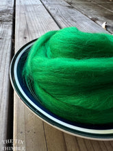 Load image into Gallery viewer, Clover Green Merino Wool Roving / 21.5 micron -1 oz- Nuno Felting / Wet Felting / Felting Supplies / Needle Felting / Fiber Supply