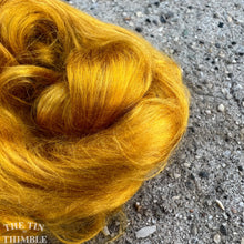 Load image into Gallery viewer, Cultivated Bombyx (Mulberry) Silk Fiber for Spinning or Felting in Saffron - 3.5 Grams or More