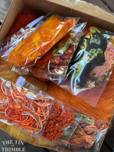 Load image into Gallery viewer, Complete Wet Felted Pumpkin Kit - Includes Written Instructions, Merino Wool Roving, & Embellishment Fibers