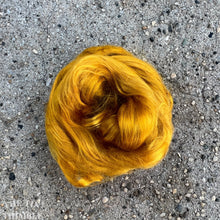 Load image into Gallery viewer, Cultivated Bombyx (Mulberry) Silk Fiber for Spinning or Felting in Saffron - 3.5 Grams or More