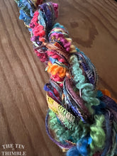 Load image into Gallery viewer, Fiber Frenzy Bundle / Mixed Bundle of Yarn in Rainbow / Great for Felting / Approximately 24 Yards / 8 Strands Each 3 Yards Long
