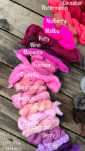 Load image into Gallery viewer, Watermelon Pink Merino Wool Roving - 21.5 micron -1 oz - For Nuno Felting, Wet Felting, Weaving, Spinning and More