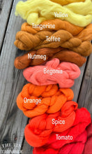 Load image into Gallery viewer, Orange Merino Wool Roving - 1 oz - Nuno Felting / Wet Felting / Felting Supplies / Hand Felting / Needle Felting / Fiber Art