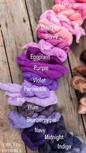 Load image into Gallery viewer, Iris Purple Merino Wool Roving - 21.5 micron -1 oz - For Nuno Felting, Wet Felting, Weaving, Spinning and More