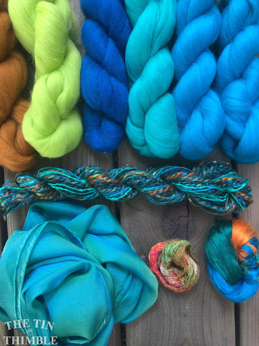 Merino Wool Roving Pack - Peacock - Six Colors, 1 Ounce Each - Wool for Wet and Needle Felting with or without Embellishments
