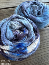 Load image into Gallery viewer, Hand Dyed Cultivated Bombyx Silk Fiber for Spinning or Felting in 'Stormy Skies' - Shiny Hand Dyed Silk Top
