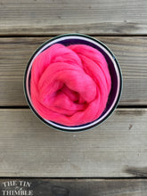 Load image into Gallery viewer, Watermelon Pink Merino Wool Roving - 21.5 micron -1 oz - For Nuno Felting, Wet Felting, Weaving, Spinning and More