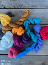 Load image into Gallery viewer, Corriedale Roving Destash Mixed Bag - 6 Ounces - Assorted Hand Dyed, Commercially Dyed, Corriedale and Course Breed Wool Roving