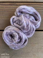 Load image into Gallery viewer, Hand Dyed Cultivated Bombyx Silk Fiber for Spinning or Felting in Grey Lilac - Shiny Hand Dyed Silk Top