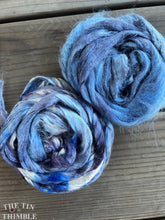 Load image into Gallery viewer, Hand Dyed Cultivated Bombyx Silk Fiber for Spinning or Felting in 'Stormy Skies' - Shiny Hand Dyed Silk Top