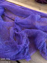 Load image into Gallery viewer, Hand Dyed Cotton Gauze Scrim Cheesecloth Scarf for Sewing or Nuno Felting in Violet / Scarf for Felting or Wearing as Is / By the Yard
