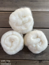 Load image into Gallery viewer, Mohair & Merino Hand Carded Batt for Felting or Spinning - Soft with a Slight Sheen in Natural White - 2 Ounce Batt