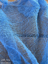 Load image into Gallery viewer, Hand Dyed Cotton Gauze Scrim Cheesecloth for Sewing or Nuno Felting in Blue / Scarf for Felting or Wearing as Is / By the Yard