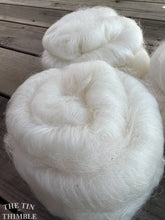Load image into Gallery viewer, Mohair & Merino Hand Carded Batt for Felting or Spinning - Soft with a Slight Sheen in Natural White - 2 Ounce Batt