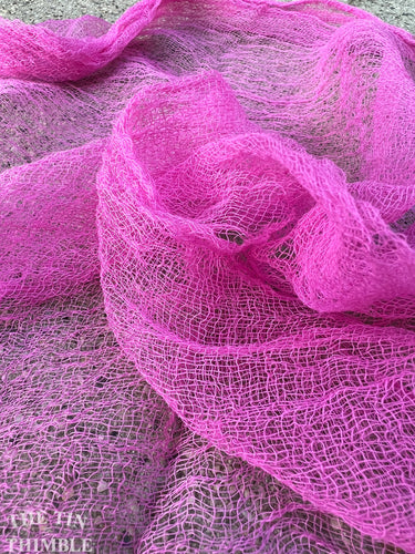 Hand Dyed Cotton Gauze Scrim Cheesecloth for Sewing or Nuno Felting in Pink / Scarf for Felting or Wearing as Is / By the Yard