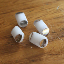 Load image into Gallery viewer, White Glass Vintage Buttons - Four/ 1930s Buttons / 1940s Buttons / Vintage Glass Buttons / Vintage Sewing Notions / Vintage Sewing Supplies