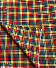 Load image into Gallery viewer, Authentic Vintage Red and Green Yarn Dyed Plaid Cotton - 1.5 Yards - 34&quot; Wide
