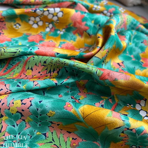 100% Silk Japanese Kimono Fabric, Authentic Vintage - 14