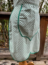 Load image into Gallery viewer, Vintage Half Apron with Bias Taped Inset - White and Green 1950s Hostess Apron
