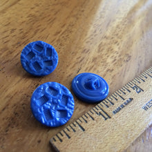 Load image into Gallery viewer, Blue Glass Buttons / Three / Shank Buttons / Vintage Glass Buttons / Vintage Buttons / Blue Buttons