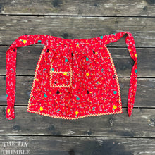 Load image into Gallery viewer, Vintage Children's Half Apron - Red 1950s Cotton Hostess Apron
