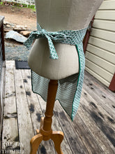 Load image into Gallery viewer, Vintage Half Apron with Bias Taped Inset - White and Green 1950s Hostess Apron