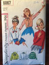 Load image into Gallery viewer, 1960s Simplicity Girl's Blouse Pattern #6067 Size 4 Breast 23 - Vintage Simplicity / 60s Simplicity / 60s