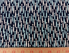 Load image into Gallery viewer, Fish Print / Cloud 9 / Interlock Knit Fabric / Certified Organic Cotton / Life Aquatic / Navy Blue / Fish Fabric - 3/4 Yard- LAST PIECE