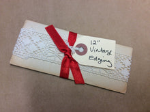 Load image into Gallery viewer, Vintage Handmade Cotton Edging - 12 Inches Long- Vintage Sewing Suppplies / Embroidered Trim / Cotton Trim / Crocheted Trim / Lace