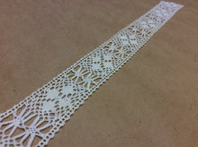 Load image into Gallery viewer, Vintage Handmade Cotton Edging - 12 Inches Long- Vintage Sewing Suppplies / Embroidered Trim / Cotton Trim / Crocheted Trim / Lace