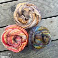 New Color! Multi-Colored Merino Wool Roving / 21.5 Micron - By the Ounce - Combed Merino Top for Felting, Weaving, Spinning - Six Colors!