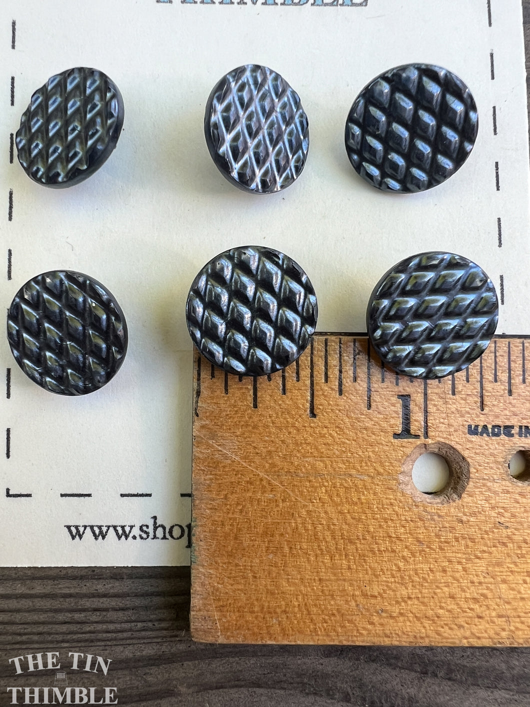 Antique Glass Buttons - Two Sizes Available - Metallic Glass Buttons - 1930s - Six