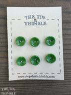 Antique Glass Buttons - 13mm Green Glass Buttons - 1930s - Six