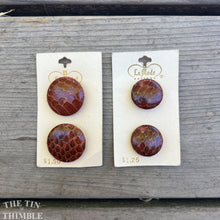 Load image into Gallery viewer, Vintage Brown Snake Skin Buttons - Card of Two - 29mm OR 23mm

