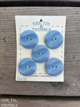 Load image into Gallery viewer, Authentic Vintage Sky Blue Glass Buttons - Card of 5 - 26mm or 1 Inch

