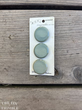 Load image into Gallery viewer, Vintage Seafoam Plastic Buttons - Card of Three - 27mm or 1 Inch - B.G.E Brand on Original Card
