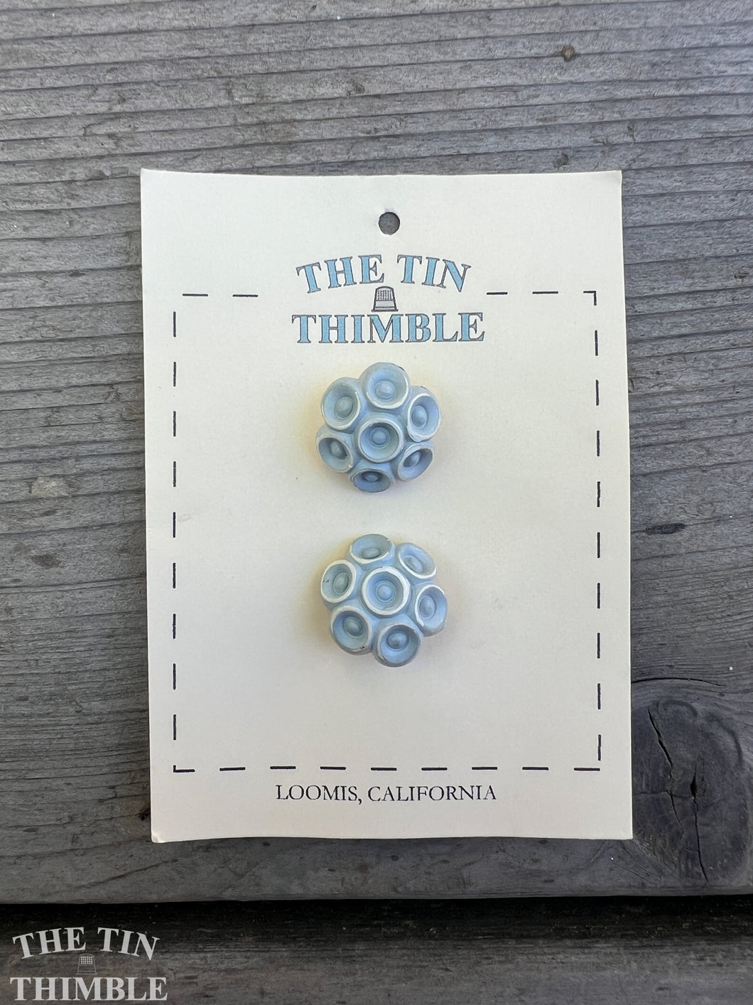 Vintage Blue Bouquet Buttons - Card of Two - 19mm or 3/4 Inch